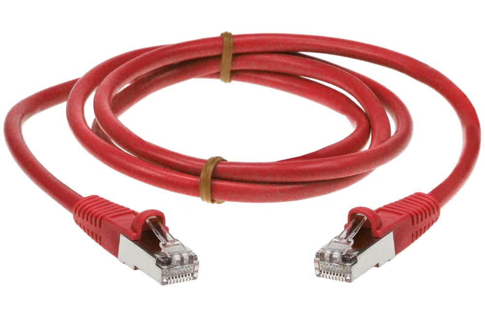 Red CyberWireAndCable 10ft Cat5e Molded Shielded STP Network Patch Cable 